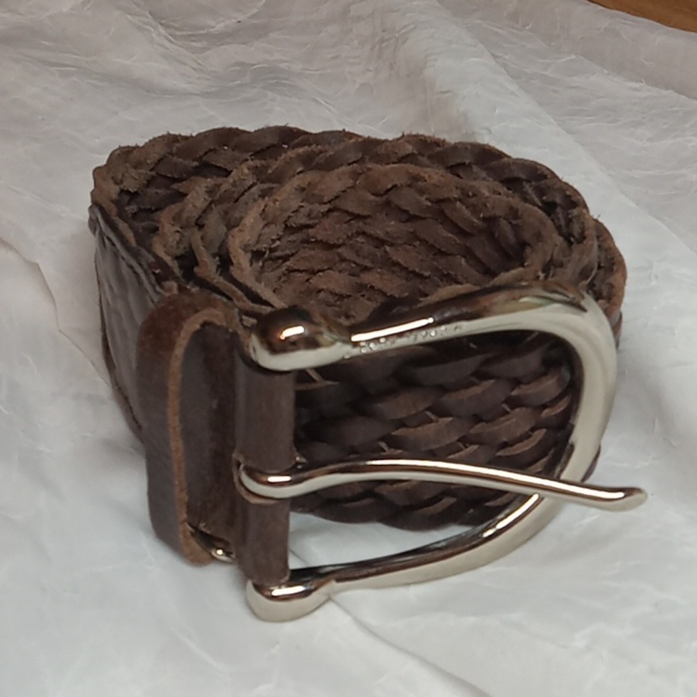 Michael kors brown leather braided belt size large